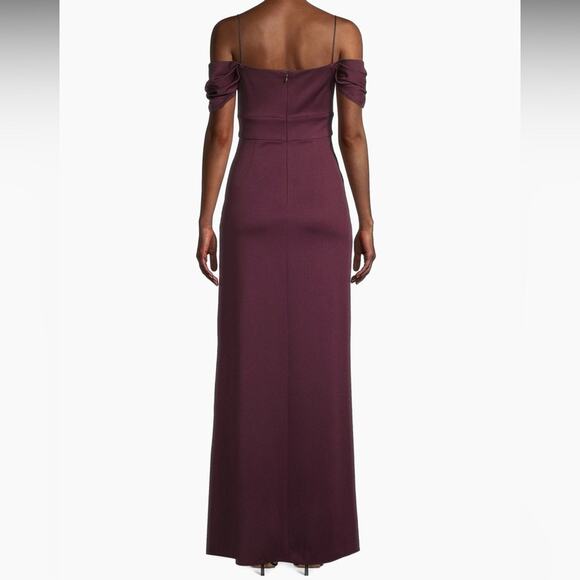 Sachin & Babi Brittany Stretch Crepe Cold-Shoulder Gown Deep Wine Women’s Sz 10 - Picture 5 of 9